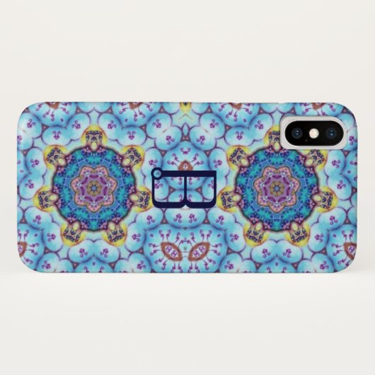 COQUES Case-Mate iPhone MONOGRAMME DE CERCLES EN FRACTAL BLEU ROSE (Dos (Horizontal))