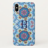 COQUES Case-Mate iPhone MONOGRAMME DE CERCLES EN FRACTAL BLEU ROSE (Dos)