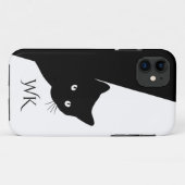 Coques Case-Mate iPhone Monogramme de chat noir rusé (Dos (Horizontal))