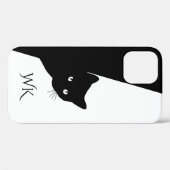 Coques Case-Mate iPhone Monogramme de chat noir rusé (Verso (horizontal))