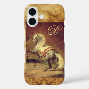 COQUES iPhone 16  MONOGRAMME DE CHEVAL GRISÉ