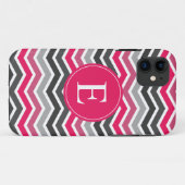 Coques Case-Mate iPhone Monogramme de Chevron gris rose (Dos (Horizontal))