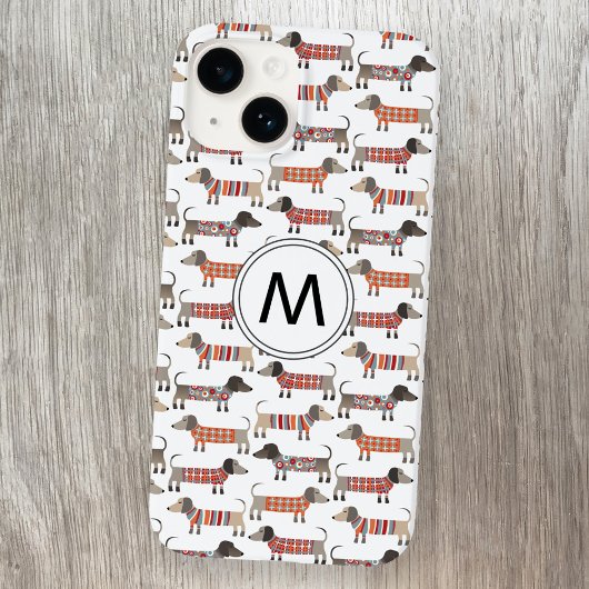 Coques Case-Mate iPhone Monogramme de chien de saucisse Dachshund
