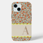 COQUES Case-Mate iPhone MONOGRAMME DE CLASSE UNE FLORALE VERTE ET ROUGE BO (Verso)