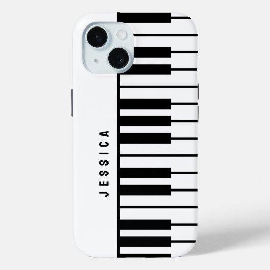 Coques Case-Mate iPhone Monogramme de clavier de piano noir et blanc (Verso)