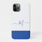 Coques Case-Mate iPhone Monogramme de Coastère bleu blanc (Dos)
