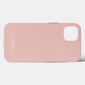 Coques Case-Mate iPhone Monogramme de coeur rose (Verso (horizontal))