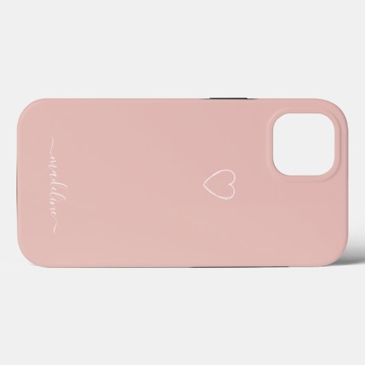 Coques Case-Mate iPhone Monogramme de coeur rose (Verso (horizontal))