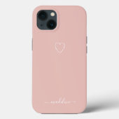 Coques Case-Mate iPhone Monogramme de coeur rose (Verso)