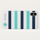 Coques Case-Mate iPhone monogramme de compas de bandes nautiques (Dos (Horizontal))