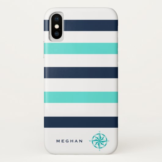 Coques Case-Mate iPhone monogramme de compas de bandes nautiques (Dos)