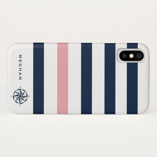 Coques Case-Mate iPhone monogramme de compas de bandes nautiques (Dos (Horizontal))