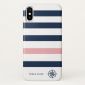 Coques Case-Mate iPhone monogramme de compas de bandes nautiques (Dos)