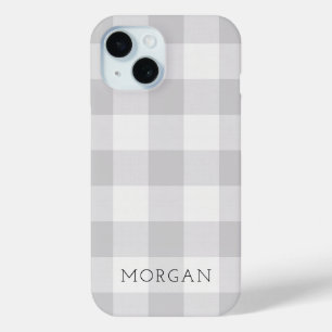 Coque Pour iPhone 15 Monogramme de contrôle de buffle gris rustique