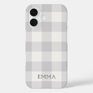 Coques iPhone 16 Monogramme de contrôle de buffle gris rustique