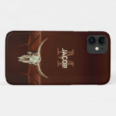 Coques Case-Mate iPhone Monogramme de crâne taureau Brown Russe Pays de l' (Dos (Horizontal))