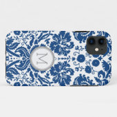 Coques Case-Mate iPhone monogramme de damassé de bleu marine d'iPhone5s (Dos (Horizontal))