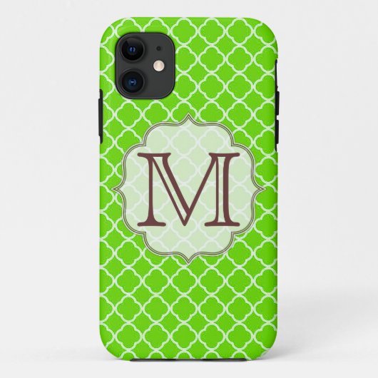 Coques Case-Mate iPhone Monogramme de demi-feuille vert citron IPHONE 5 Co (Dos)