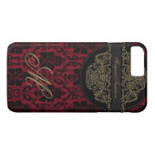 Coques Case-Mate iPhone Monogramme de dentelle victorienne de Black Red Da (Dos (Horizontal))