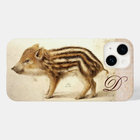 Coques Case-Mate iPhone MONogramme de dessin animal de la BANDE SAUVAGE PI (Verso (horizontal))