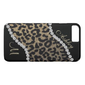 Coques Case-Mate iPhone Monogramme de diamant et de léopard (Dos (Horizontal))