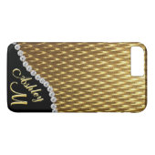 Coques Case-Mate iPhone Monogramme de diamant et d'or (Dos (Horizontal))