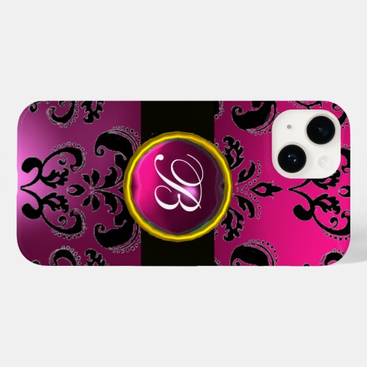 Coques Case-Mate iPhone MONOGRAMME DE DOMMASQUE ROSE NOIR, Ruby Gem (Verso (horizontal))