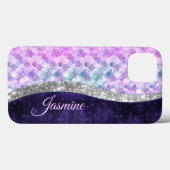 Coques Case-Mate iPhone monogramme de fausse parties scintillant de peau d (Verso (horizontal))