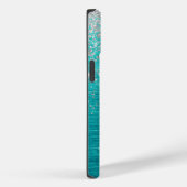 Coques Case-Mate iPhone Monogramme de fausse parties scintillant Turquoise (Verso / Droite)
