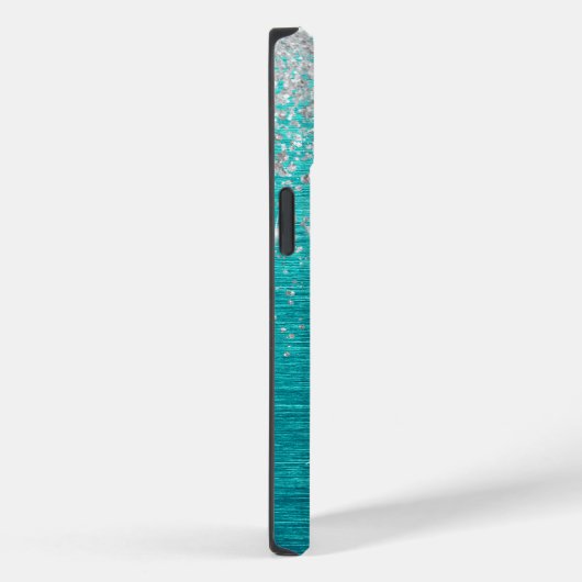 Coques Case-Mate iPhone Monogramme de fausse parties scintillant Turquoise (Verso / Droite)