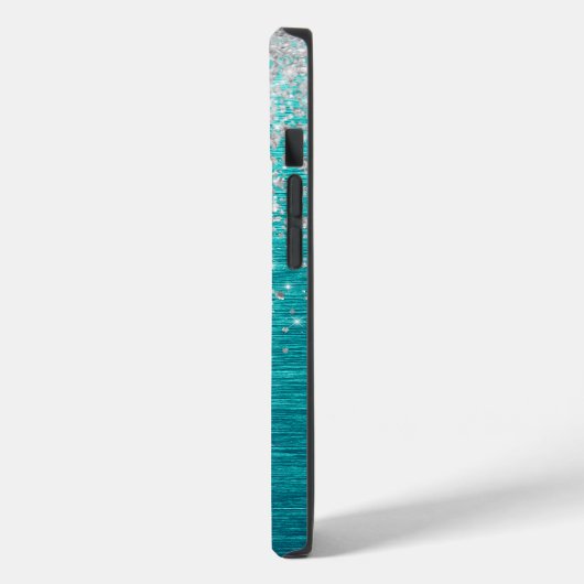 Coques Case-Mate iPhone Monogramme de fausse parties scintillant Turquoise (Verso / Gauche)
