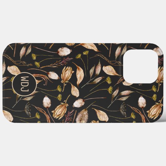 Coques Case-Mate iPhone Monogramme de feuillage bohème (Verso (horizontal))