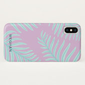 Coques Case-Mate iPhone monogramme de feuillage pastel tropical (Dos (Horizontal))