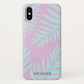 Coques Case-Mate iPhone monogramme de feuillage pastel tropical (Dos)