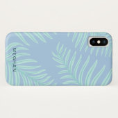 Coques Case-Mate iPhone monogramme de feuillage pastel tropical (Dos (Horizontal))