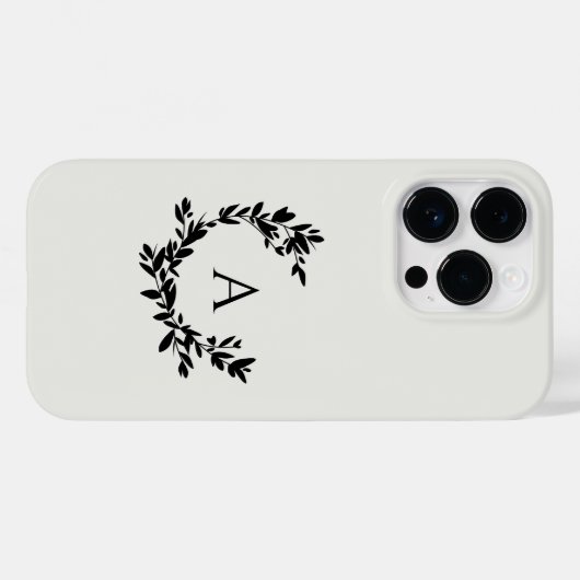 Coques Case-Mate iPhone Monogramme de feuille rustique Crème initiale neut (Verso (horizontal))