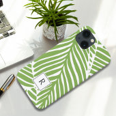 Coques Case-Mate iPhone Monogramme de Feuilles verts chic fille