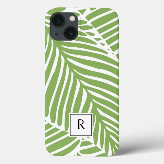 Coques Case-Mate iPhone Monogramme de Feuilles verts chic fille (Verso)