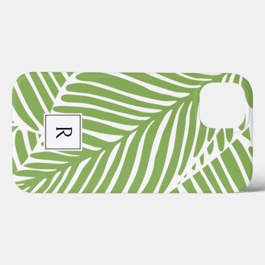 Coques Case-Mate iPhone Monogramme de Feuilles verts chic fille (Verso (horizontal))