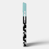 Coques Case-Mate iPhone Monogramme de Fleur de Lis Damask de noir bleu (Verso / Gauche)