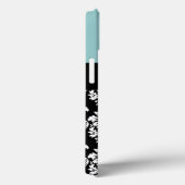 Coques Case-Mate iPhone Monogramme de Fleur de Lis Damask de noir bleu (Verso / Droite)