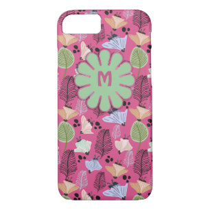 Case-Mate iPhone Case Monogramme de fleurs botaniques roses rétro