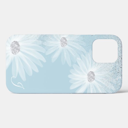 Coques Case-Mate iPhone Monogramme de Fleurs de ruban blanc délicat (Verso (horizontal))