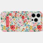 Coques Case-Mate iPhone Monogramme de fleurs ditsy rouges et roses (Verso (horizontal))
