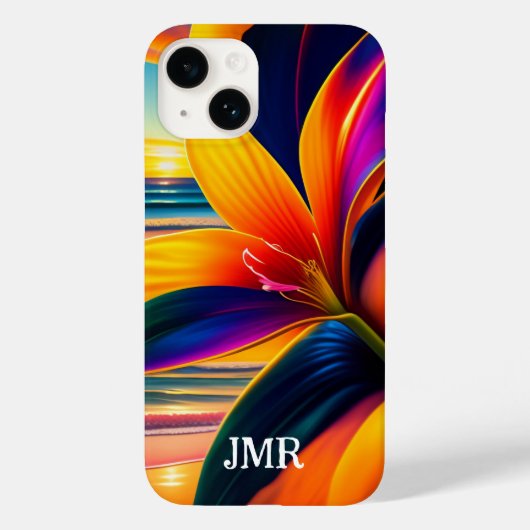 Coques Case-Mate iPhone Monogramme de fleurs paradisiaques tropicales (Verso)