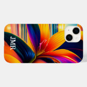 Coques Case-Mate iPhone Monogramme de fleurs paradisiaques tropicales (Verso (horizontal))