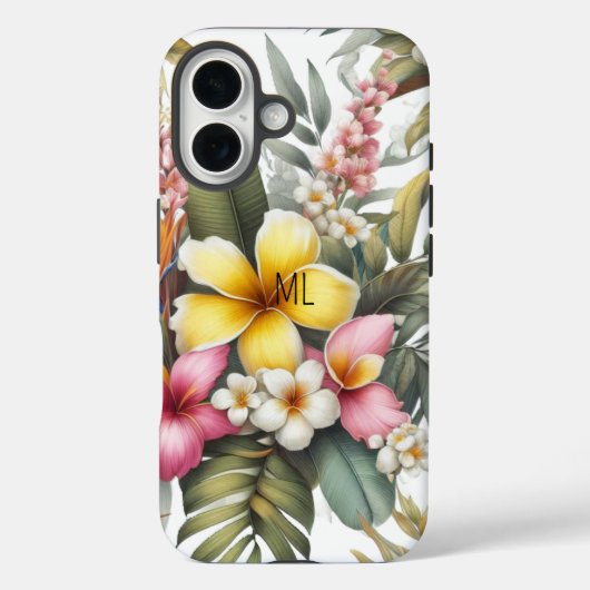 Coques Case-Mate iPhone Monogramme de fleurs tropicales Design d'île (Verso)