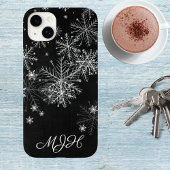 Coques Case-Mate iPhone Monogramme de flocon de neige noir et blanc