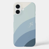 Coques Case-Mate iPhone Monogramme de flux couleur bleu foncé (Verso)