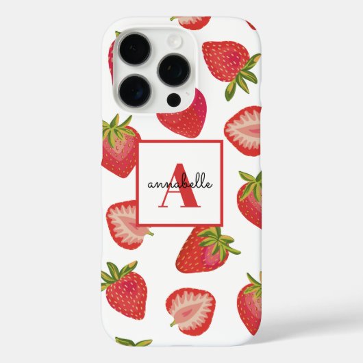 Coques Case-Mate iPhone Monogramme de fraise initial (Verso)